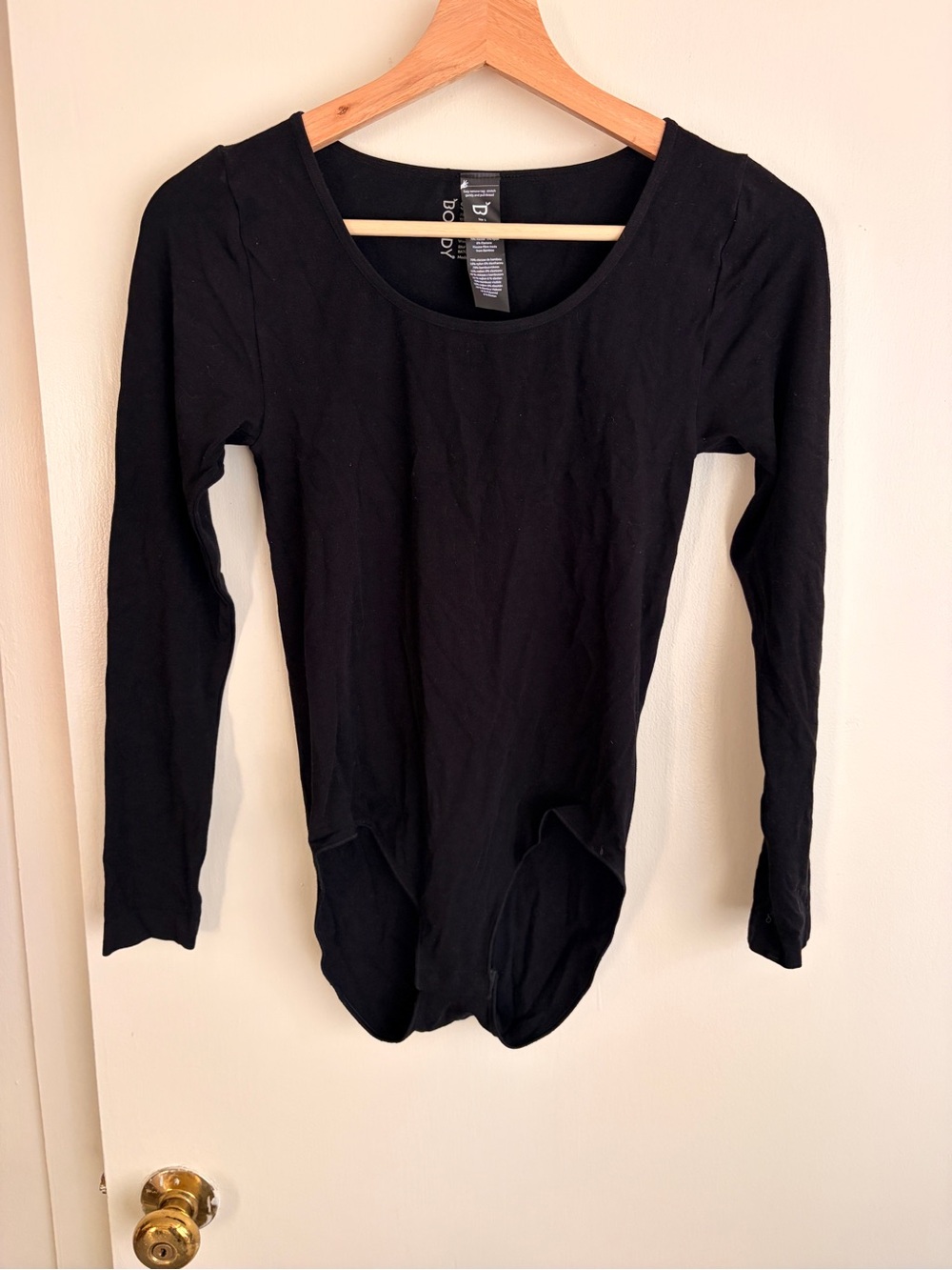 BOODY Black Long-Sleeve Scoop Neck Bodysuit
